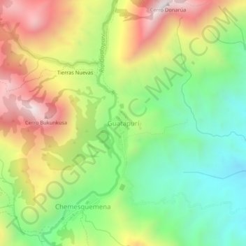 Guatapurí topographic map, elevation, terrain