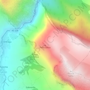 Peña Sobia topographic map, elevation, terrain