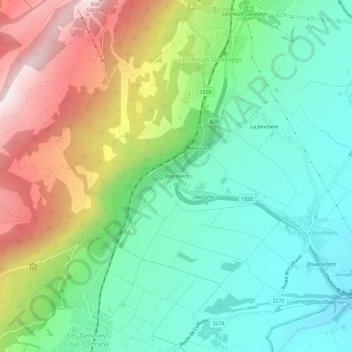 Malvilliers topographic map, elevation, terrain