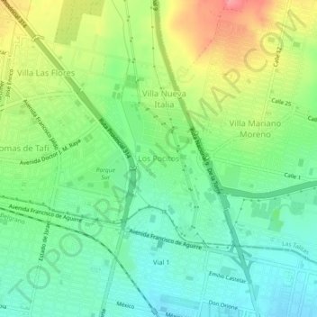 Los Pocitos topographic map, elevation, terrain