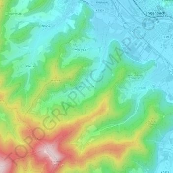 Bermersbach topographic map, elevation, terrain