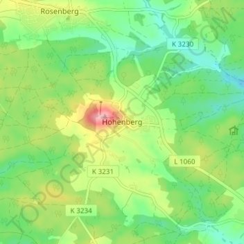 Hohenberg topographic map, elevation, terrain