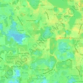 Lakeside Grove Estates topographic map, elevation, terrain