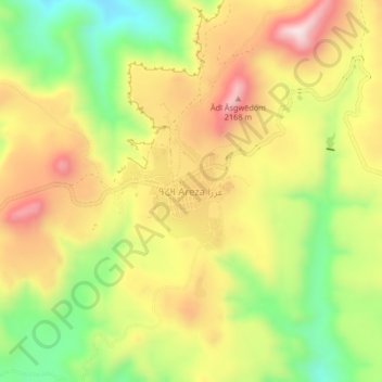 Areza topographic map, elevation, terrain
