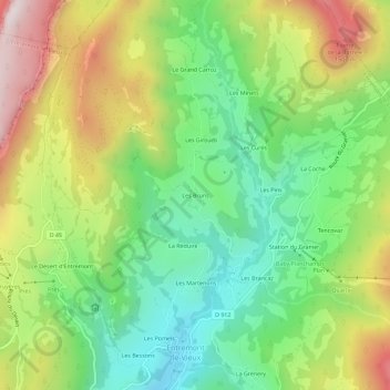 Les Bruns topographic map, elevation, terrain