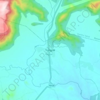 Tongpal topographic map, elevation, terrain
