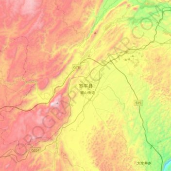 罗平县 topographic map, elevation, terrain
