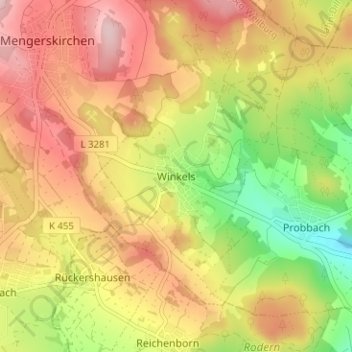 Winkels topographic map, elevation, terrain