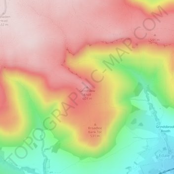 Grindslow Knoll topographic map, elevation, terrain