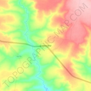 Lumwana topographic map, elevation, terrain