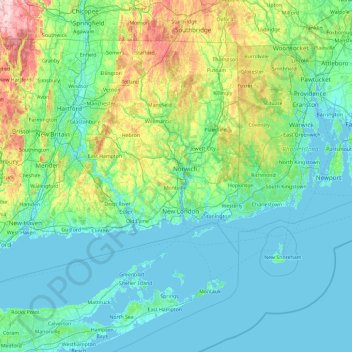 New London topographic map, elevation, terrain