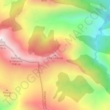 Pico Coriscao topographic map, elevation, terrain