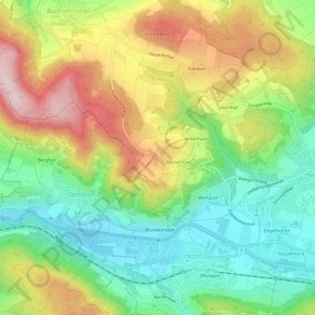 Oberhueb topographic map, elevation, terrain