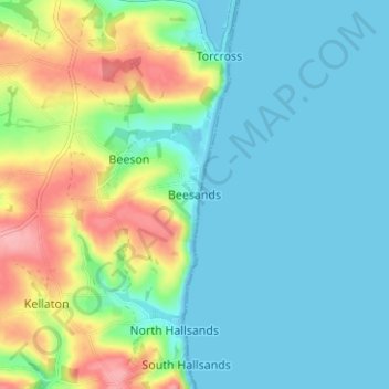 Beesands topographic map, elevation, terrain