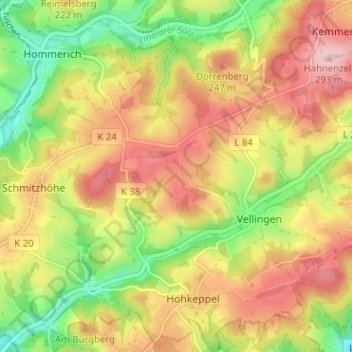 Unterbergscheid topographic map, elevation, terrain