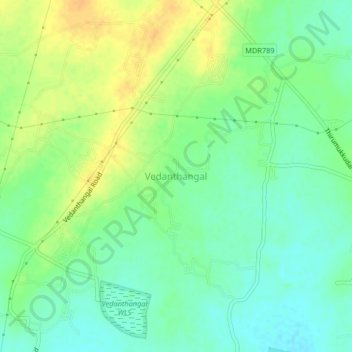 Vedanthangal topographic map, elevation, terrain