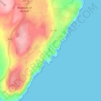 Kinneff topographic map, elevation, terrain