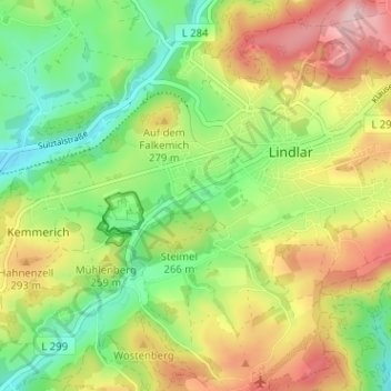 Oberheiligenhoven topographic map, elevation, terrain