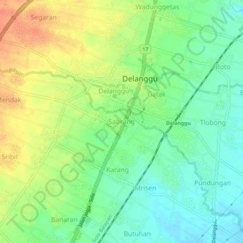 Sabrang topographic map, elevation, terrain