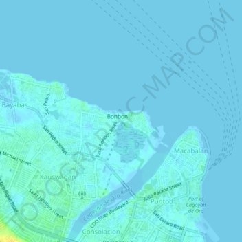 Bonbon topographic map, elevation, terrain