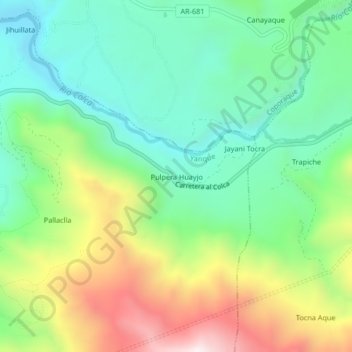 Pulpera Huayjo topographic map, elevation, terrain