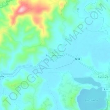Ambohidrano topographic map, elevation, terrain