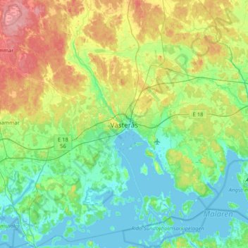 Västerås topographic map, elevation, terrain