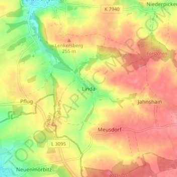 Linda topographic map, elevation, terrain