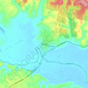 Orbost topographic map, elevation, terrain