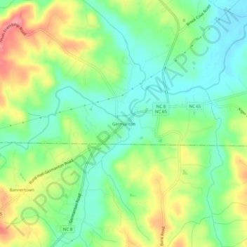 Germanton topographic map, elevation, terrain