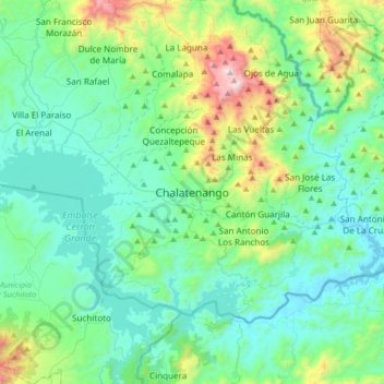 Chalatenango topographic map, elevation, terrain