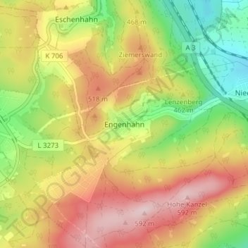 Engenhahn topographic map, elevation, terrain
