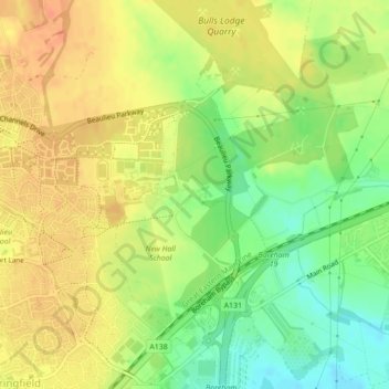 Bulls Lodge topographic map, elevation, terrain
