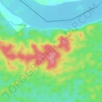 Añangu topographic map, elevation, terrain