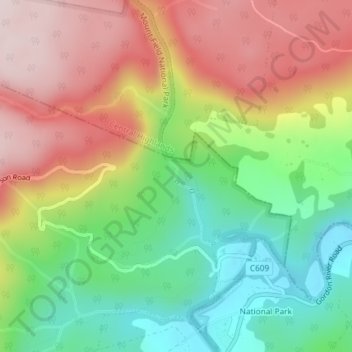 Horseshoe Falls topographic map, elevation, terrain