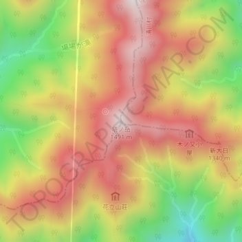 Tonodake topographic map, elevation, terrain
