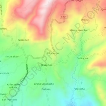 Killupungo topographic map, elevation, terrain