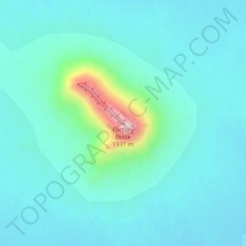 Factory Butte topographic map, elevation, terrain