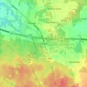 Emilia topographic map, elevation, terrain