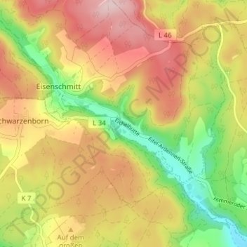 Eichelhütte topographic map, elevation, terrain