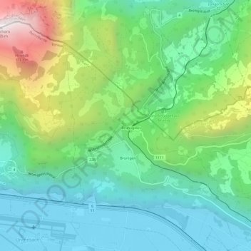 Brünig topographic map, elevation, terrain