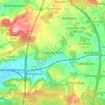 Grub am Forst topographic map, elevation, terrain