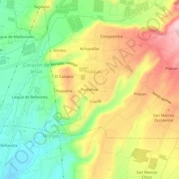Pumahua topographic map, elevation, terrain