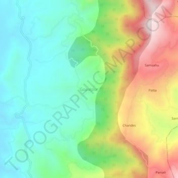 Gopalpur topographic map, elevation, terrain