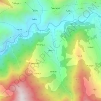 Shahul topographic map, elevation, terrain