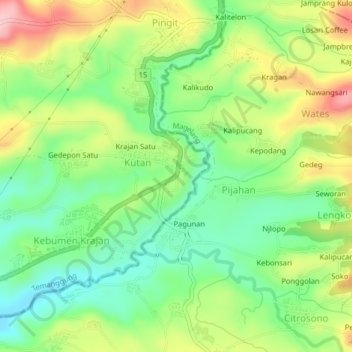 Ngipik topographic map, elevation, terrain