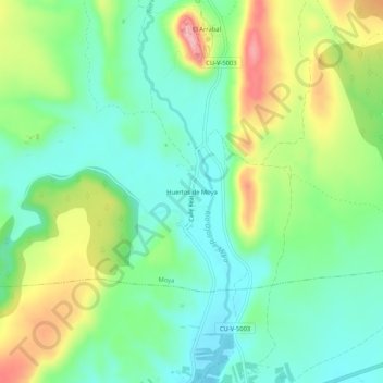 Huertos de Moya topographic map, elevation, terrain