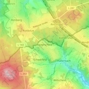 Rederscheid topographic map, elevation, terrain