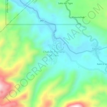 Chabán Primera Sección topographic map, elevation, terrain
