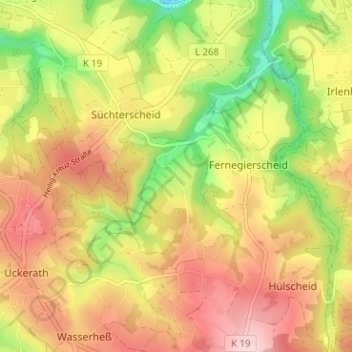 Ravenstein topographic map, elevation, terrain